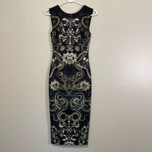 Ted Baker London Dresses Sleeveless Diamond Black Green Sheath Dress Size 0